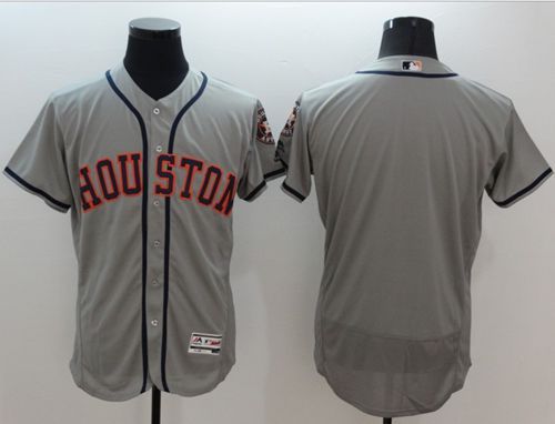 Astros Blank Grey Flexbase Authentic Collection Stitched MLB Jersey - Click Image to Close